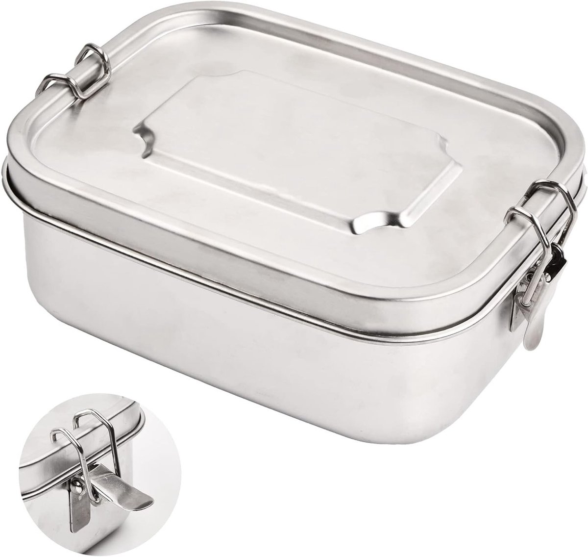 Stijlvolle RVS Lunchbox 800 ml - Lekvrije Lunchbox met 2 Compartimenten en Divider, BPA-vrij en Vaatwasserbestendig voor Kinderen en Volwassenen, 16.5 x 12.7 x 6.3 cm