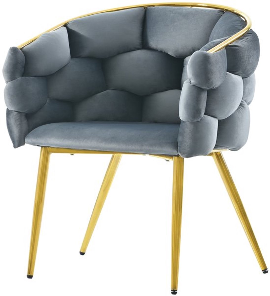 Velzetel – Fauteuil – Loungestoel – Zetel – Armstoel – Grijs Fluweel – Stevig Metalen Fram
