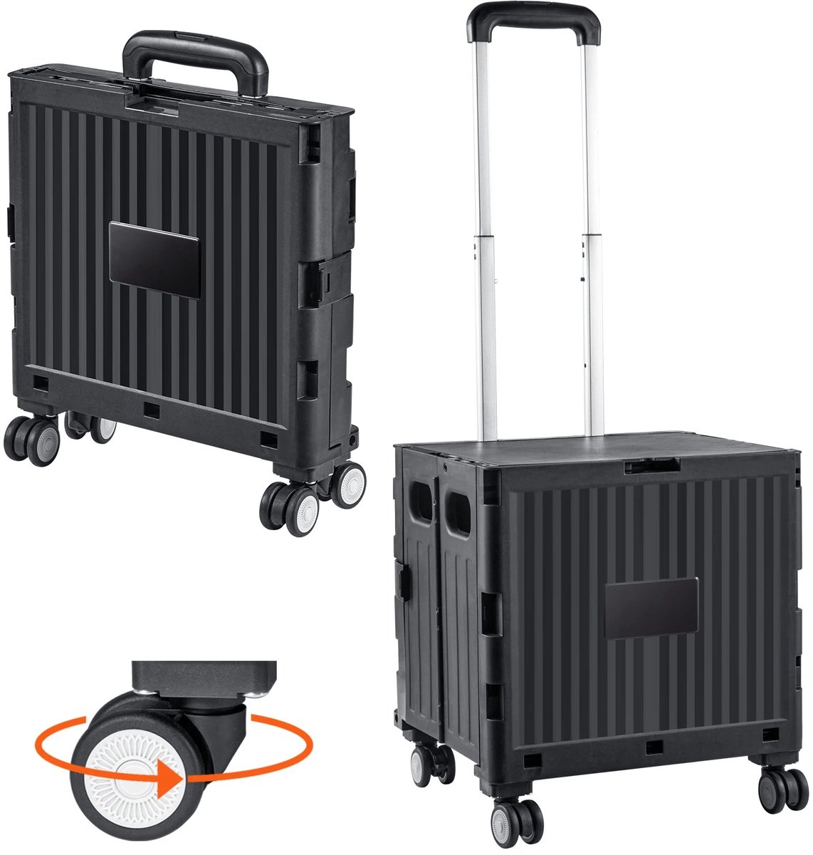 Solvix Boodschappentrolley – Trolley – Boodschappentrolley op Wieltjes – Opvouwbare Transportkar – Met Telescoophandgreep – Voor Boodschappen, Reizen en Tuin