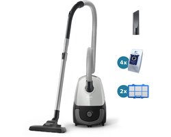 Philips 2000-Serie Stofzuiger met Zak - 900 W – Inclusief 4 Stofzakken en Extra Filter - Compact & Licht - 9 meter bereik - (FC8253/09)