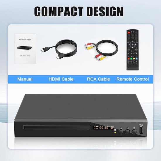 DVD Speler met HDMI - Blu Ray Spelers - Externe DVVD Speler - mediaspeler — afbeelding 4