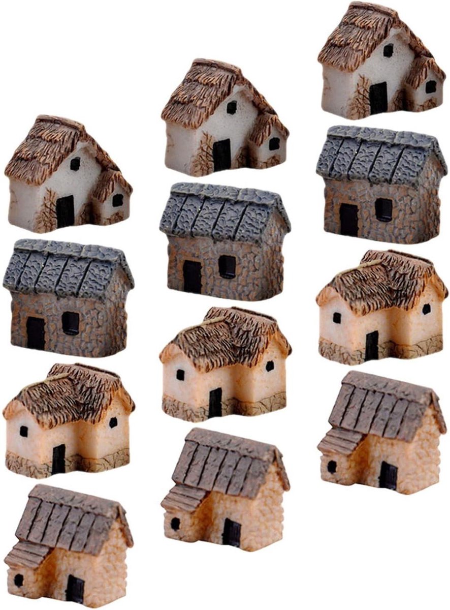Miniatuur Dorp Huisjes - Feeënhuisjes Tuin - Landschap Decoratie - Handgemaakte Details - 20 Stuks - Meerkleurig