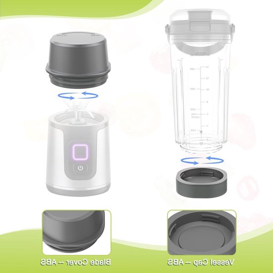 Vervangende Mesbescherming en Deksel Kit voor Draagbare Blender - Accessoires voor Ninja Blenders BC151/BC100 Series, Perfecte Pasvorm en Duurzaam Plastic van Merkloos — afbeelding 2