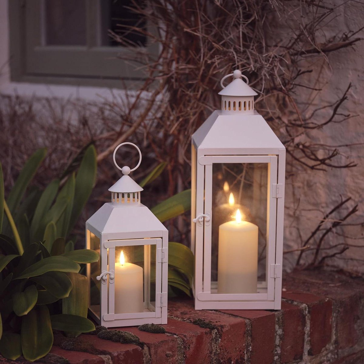 Led Lantaarns - Tuinverlichting Set - Sfeerverlichting Buiten - Inclusief Afstandsbediening - Set van 2 - Wit
