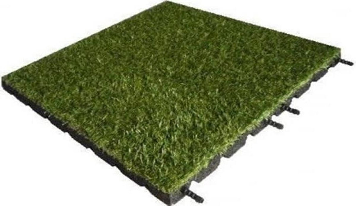 Kunstgrastegels - Rubberen tegels - Speelplaats maken - Pen gat verbinding - 50x50x3cm - Groen