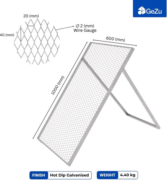 GeZu Impex Doorwerpzeef grondzeef | 100 x 60 cm Thermisch Verzinkt tuin groot zand compost zeef — afbeelding 4