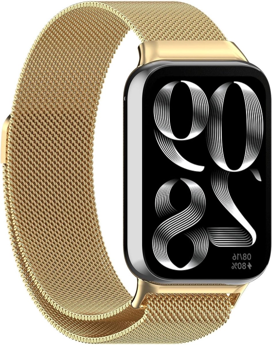 Verstelbare metalen armband voor smartwatches, vervangbare magnetische band van roestvrij staal, geschikt voor diverse modellen, goudkleurig