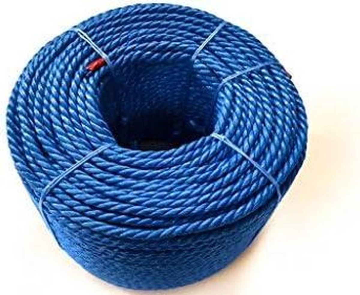 Polypropyleen Touw - Zeilkoord Landbouwkoord - Vastbinden Afdekzeilen - Rot en Krimpbestendig - 6mm 220m - Blauw