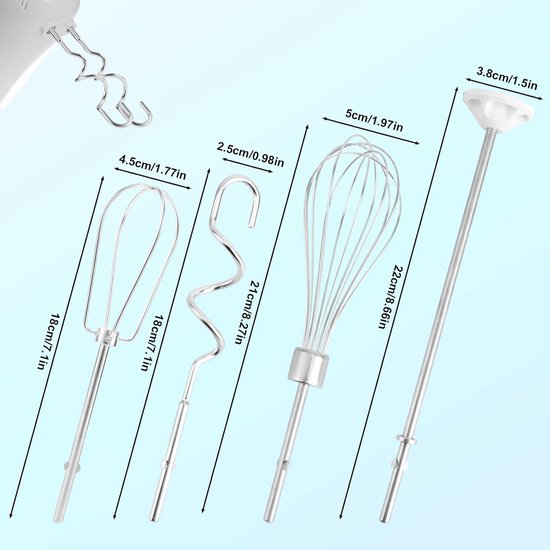 Mixer Accessoires Set - Deeg Haken - Bakken en Mixen - Roestvrij Staal - 6 Delig - Zilver van Merkloos — afbeelding 4