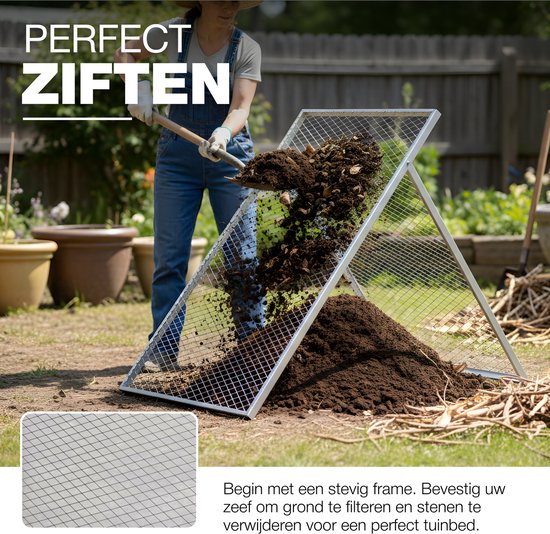 GeZu Impex Doorwerpzeef grondzeef | 100 x 60 cm Thermisch Verzinkt tuin groot zand compost zeef — afbeelding 5