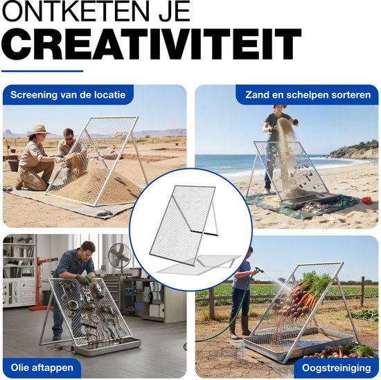GeZu Impex Doorwerpzeef grondzeef | 100 x 60 cm Thermisch Verzinkt tuin groot zand compost zeef — afbeelding 2