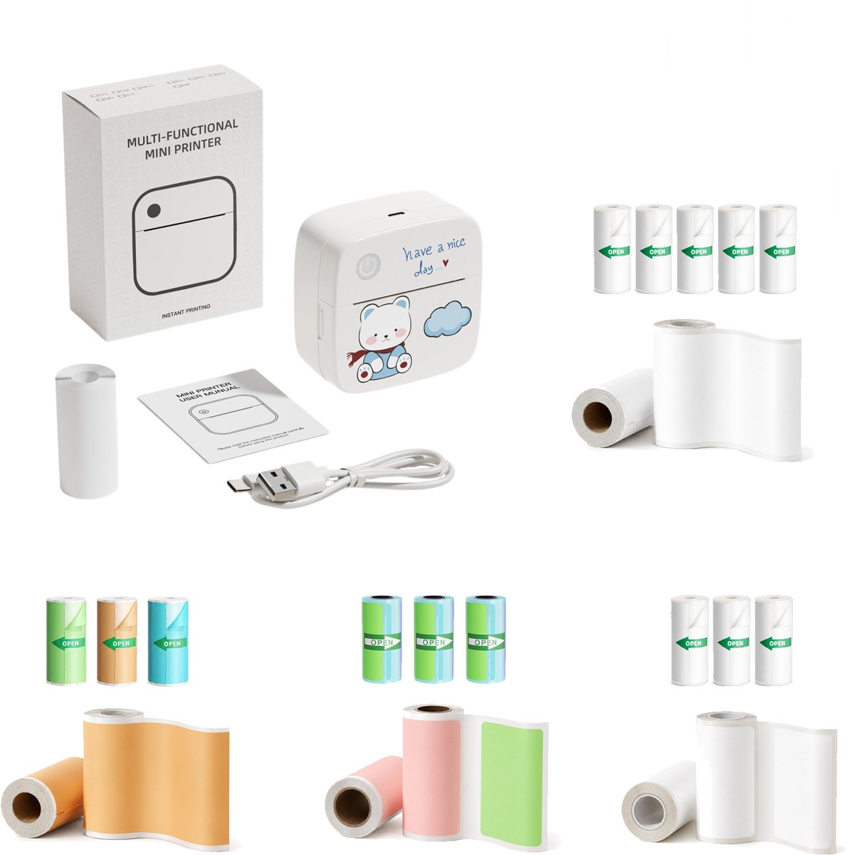 Picoo mini bluetooth thermische printer met 14 rollen thumbnail 2