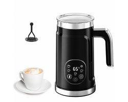Novari 5 in 1 Melkopschuimer - Elektrische melkopklopper - LED Touchscreen - PFAS-vrij - Warm & koude melk - 300 ml - Zwart
