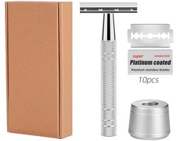 Scheermes - Handmatig scheermes - Vintage scheermessen - hoogwaardig veiligheidsscheermes - ergonomisch scheerschaaf - met duurzame handgreep en baseren - veilig gebruik - 1 stuks(wit 10 × mesjes)