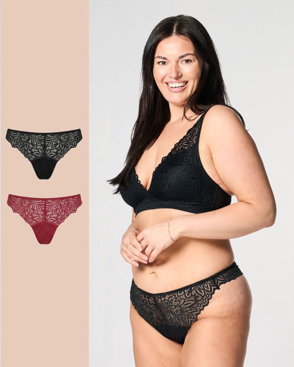 Moodies menstruatie ondergoed - bundel kanten string - 2 stuks - dames - maat XL - kleur