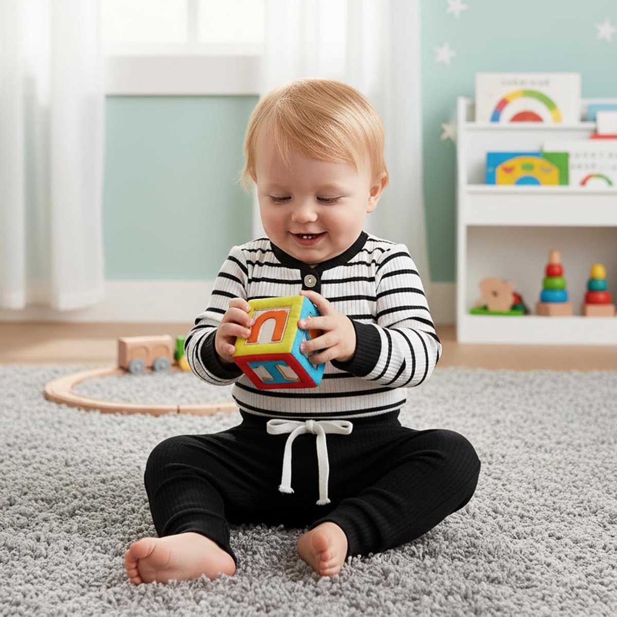 Lange mouwen gestreepte romper en broekset voor jongens van 0-24 maanden, zachte katoen babykleding, schattige outfit voor newborns