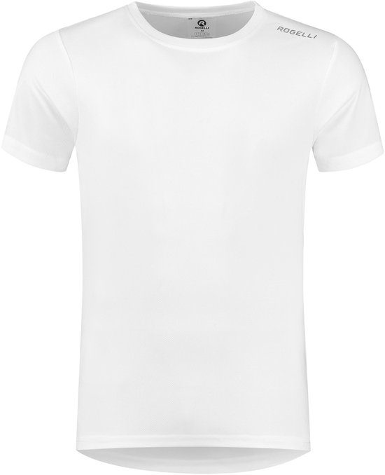 Wit t-shirt voor mannen met korte mouwen en Rogelli logo op de schouder.