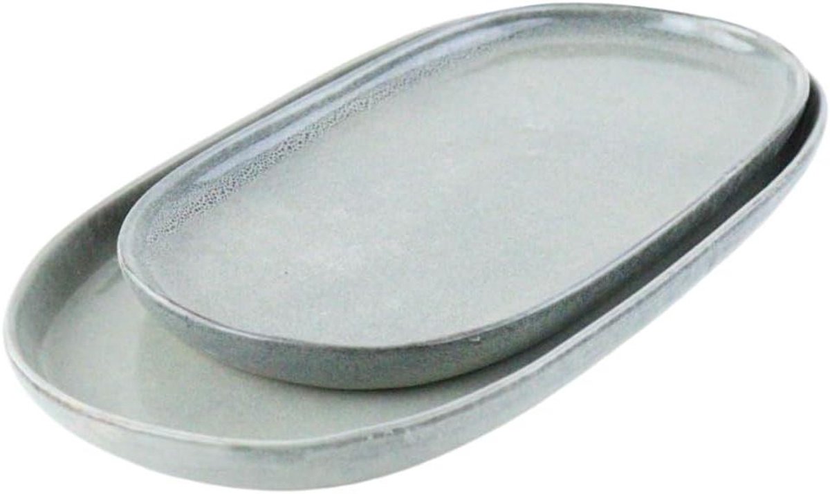 Serveer schalen set - Tapas bowls - Diner presentatie - Handgemaakt design - 37 cm - Grijs