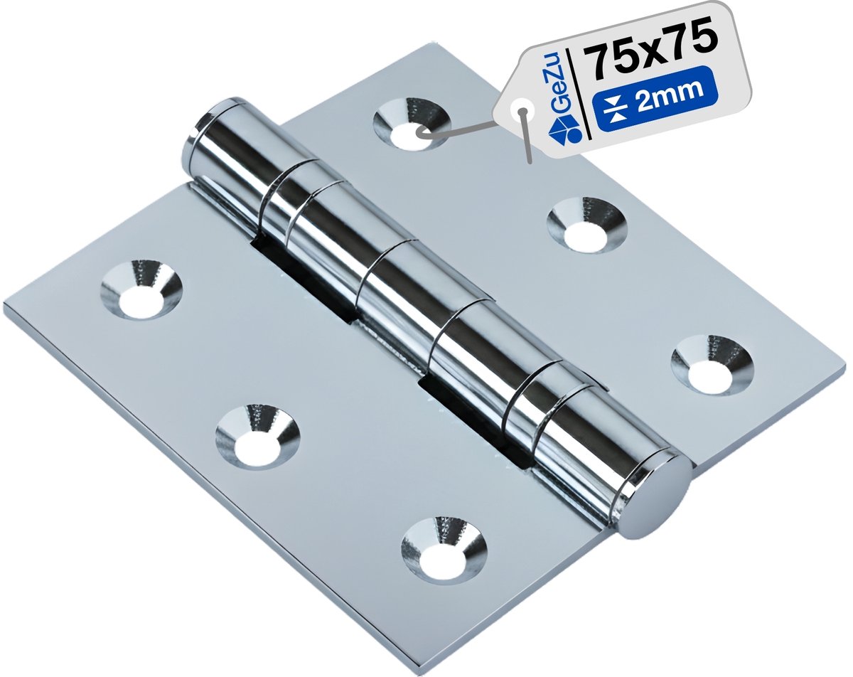 GeZu Impex Deur scharnier 75×75 mm Gegalvaniseerd – Vierkant Scharnier met Verwijderbare Pin