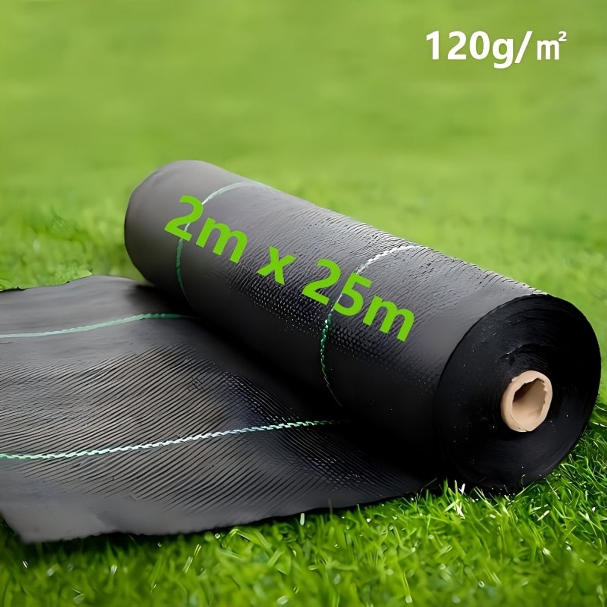 Onkruiddoek 2x25 meter 120g m² worteldoek met grondpennen waterdoorlatend UV bestendig tuinvlies