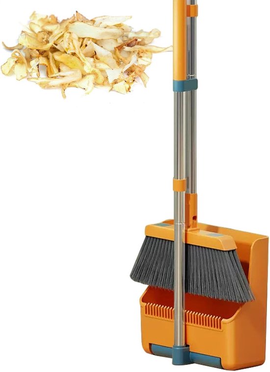 Veegset - Stoffer en blik - Efficiënt schoonmaken - 180 graden draaibaar - Tot 76 cm - Grijs van Merkloos	 — afbeelding 4