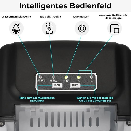 Cellista IJsblokjesmachine - Ice Maker - RVS IJsblokjesmaker - 12 kg per 24 uur - 9 IJsblokjes in 6 Minuten - 2 Formaten — afbeelding 2