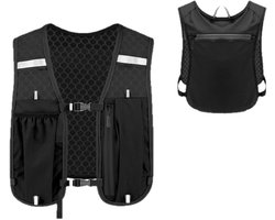 1-delige set - Hardloopvest - Hydratatievest - Telefoonvakje - Outdoorvest - Sportvest - Hydratatievest met reflecterende strip - Geschikt voor trailrunning, wandelen, fietsen, rotsklimmen en joggen - 29*40 cm - Zwart