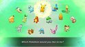 Een groep Pokémon, waaronder Pikachu, Bulbasaur, Charmander, Squirtle, en Cyndaquil, staan in een cirkel.