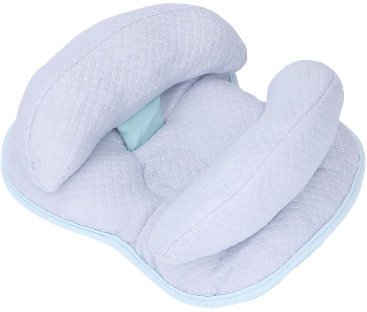 JeiibrZui Baby 2-in-1-Reisekissen - Ergonomische Kopf-Nackenstütze - Verstellbaar Design - Blauw - Voor Kinderwagen En Autostoel - Zachte Polyester Vulling - Veilige Houding Voor Pasgeborenen