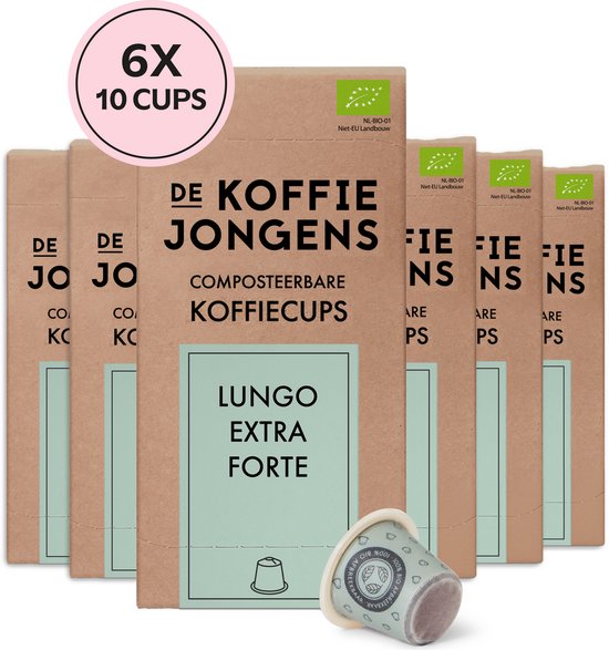 De Koffiejongens - geschikt voor Nespresso - Lungo Extra Forte - 100% biologische koffie - 60 composteerbare koffiecups
