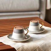 Karaca Globe - Koffiekopjes Set voor 6 Personen – 80 ml – Elegante Turkse Espresso & Koffieset – 12-Delig
