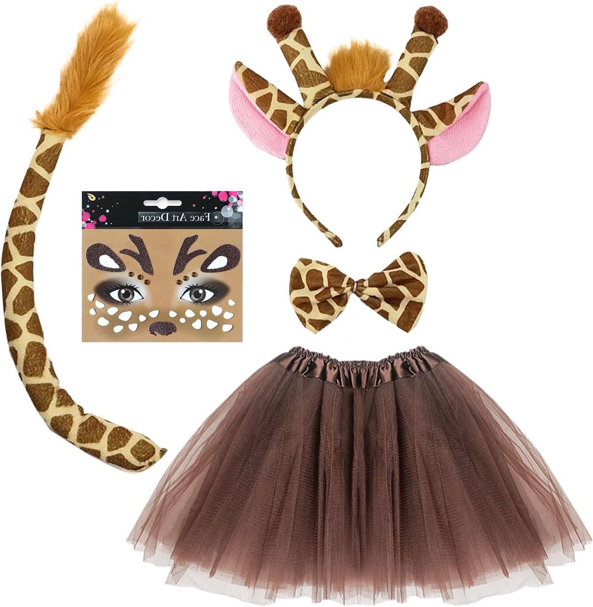 Giraffenkostuum voor kinderen met oren, haarband en vlinderdas - Perfect voor Halloween, carnaval en feestjes met dieren thema