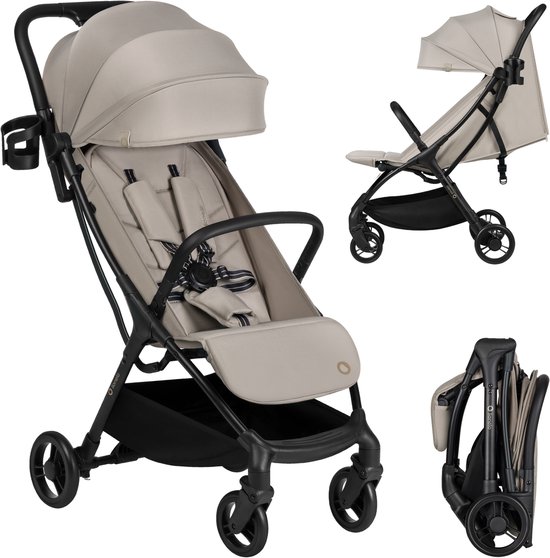 Lionelo Agia Buggy – Lichtgewicht 7,3 kg – Compacte & Inklapbaar – Ligstand en Grote Zitting – Wielen met Vering – Bekerhouder – Kinderwagen vanaf 6 Maanden tot 22 kg – Plooibuggy - Reisbuggy Wandelwagen - Kinderbuggy