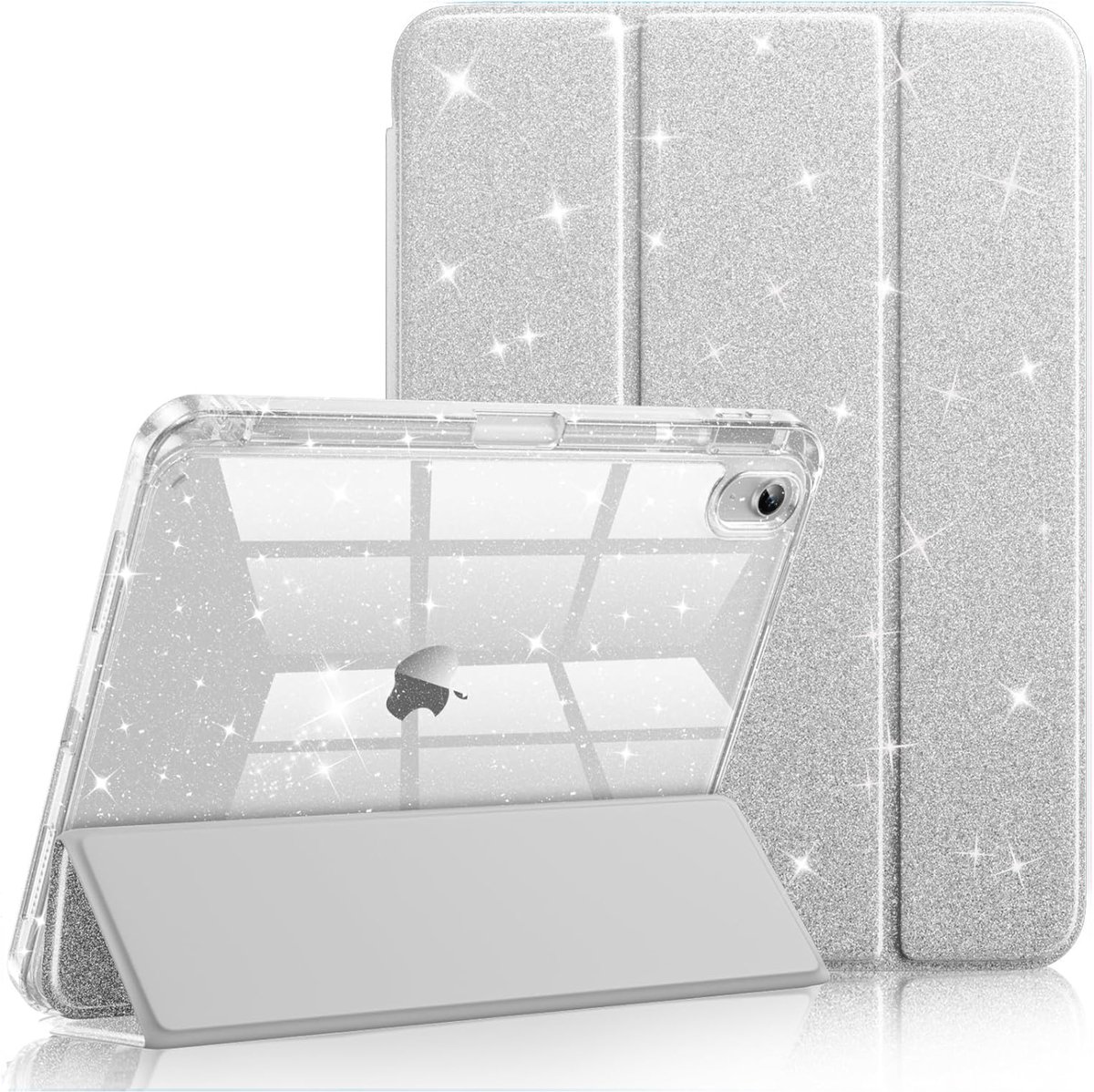 Sounix Tablet hoes Geschikt voor Apple iPad 11 (2025) A16 / Apple iPad 10.9 (2022) - Hoesje - Glittergrijs