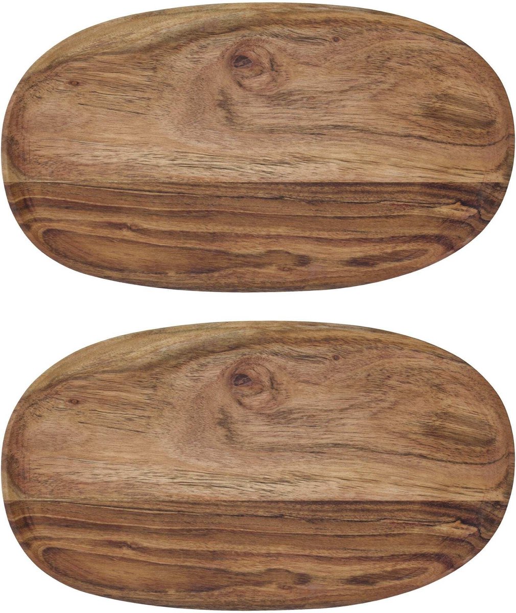 Schalen wood naturel 19x33cm - 2 stuks
