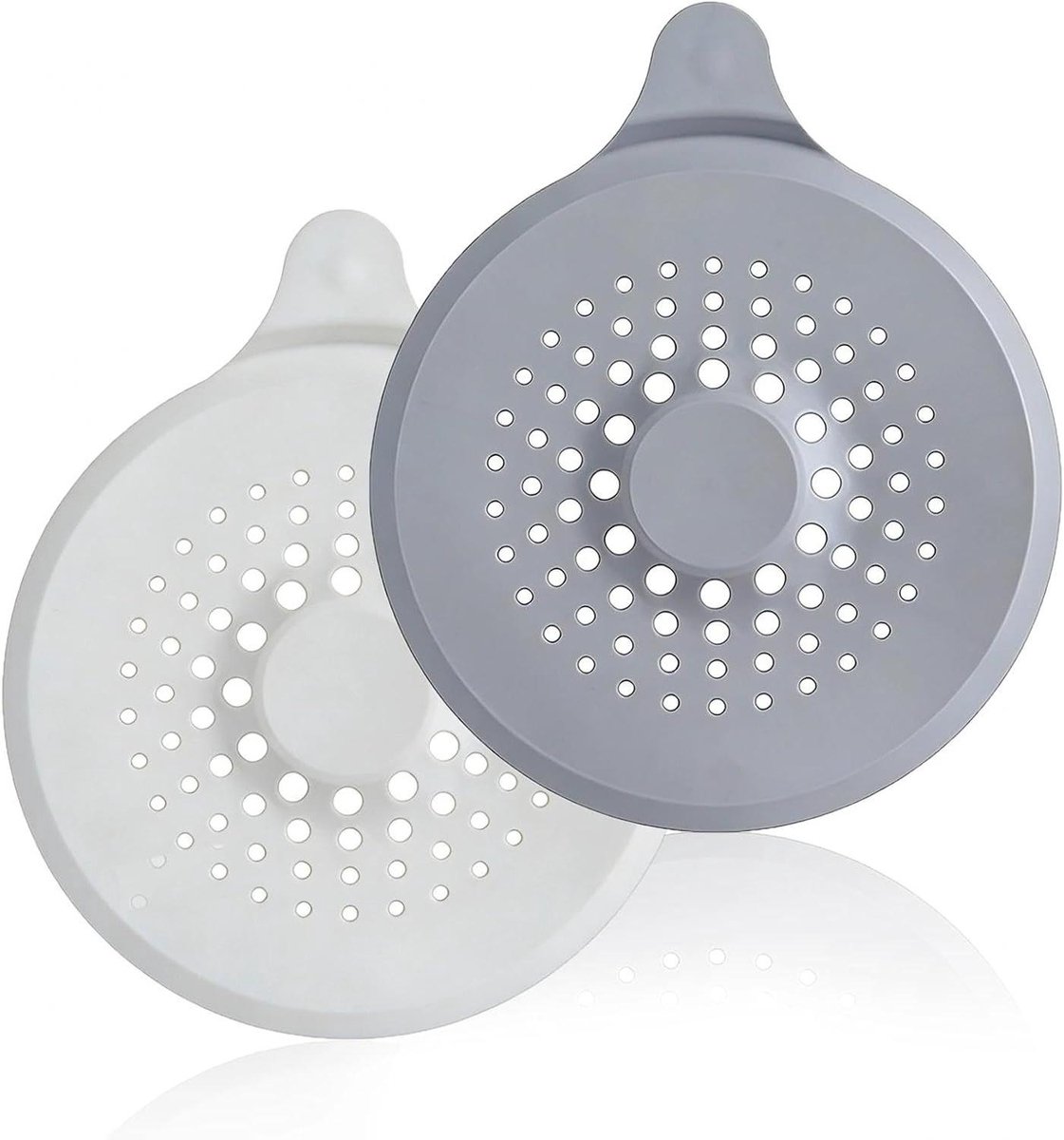Afvoerzeef Set - Haarvanger Douche - Voorkom Verstoppingen - Sterke Zuignappen - 17x14cm - Wit en Grijs
