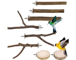Zitstokken voor Vogels - Vogelstandaard Hout - Vogelkooi Inrichten - Natuurlijk Hout - 8 Stuks - Natuurlijk