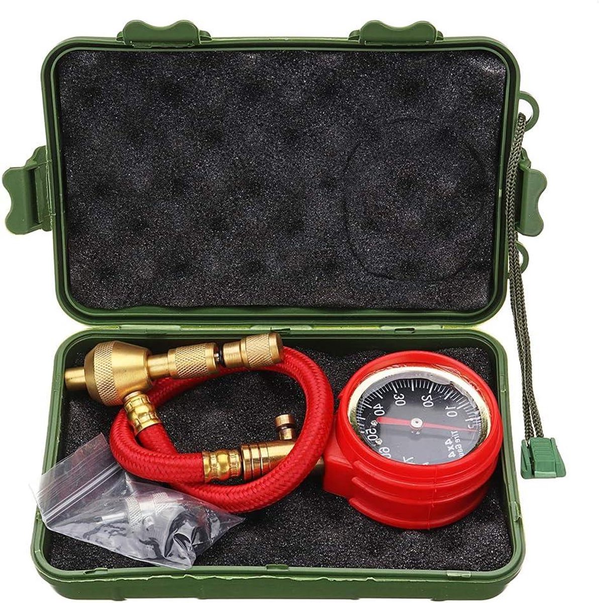 Bandenspanningsmeter - Luchtdrukmeter Banden - Veiligheid Verkeer - Schokbestendig Rubber - 6 x 4 x 8.5 cm - Rood