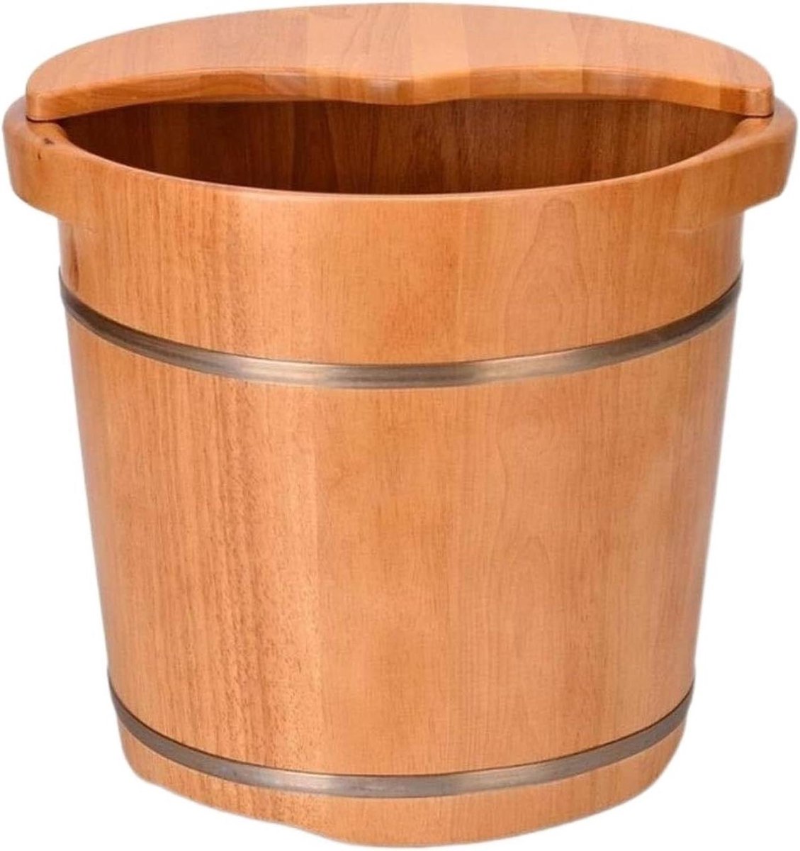 Voetbad Emmer - Voetenbad Ton - Voeten Ontspannen - Hout Hoge Kwaliteit - 24x36x30cm - Houtkleur