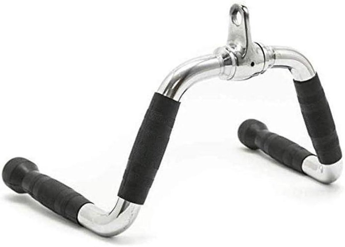 Kabelmachine Handvat - Trainingsaccessoire Kracht - Spieropbouw Armen - Antislip Rubbergrepen - 3.7 kg - Chroom