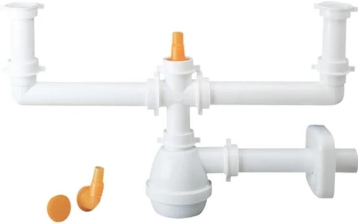 Sifon type M - Afvoerstop Waterslot - Spoelen met vaatwasser - Verticale aansluiting - 1 1/2 inch - Meerkleurig