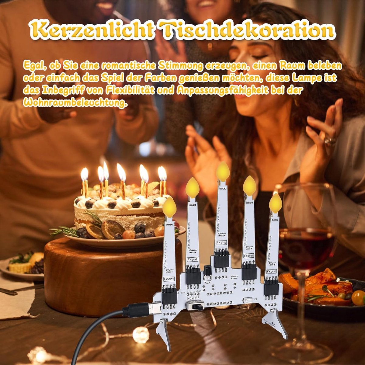 Kerstkaarsen Set - LED Kaarsen Soldeerkit - Decoratieve Verlichting - 10 Lichtmodi - 5 stuks - Warm Wit – foto 3