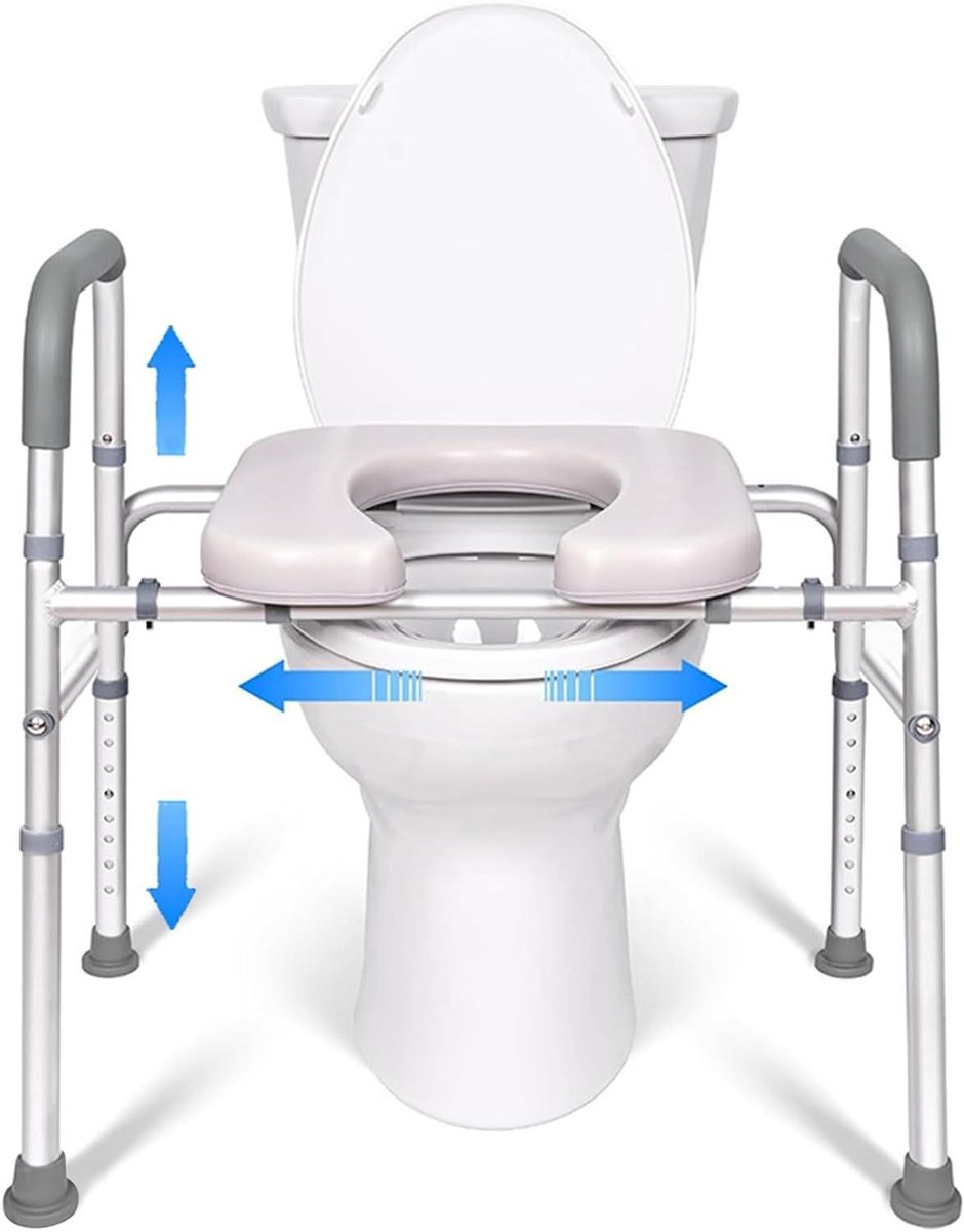 Toilet Veiligheidsframe - Verhoogde Toiletbril - Veilig Toiletgebruik - In Hoogte Breedte Verstelbaar - 52-58cm Hoogte - Wit