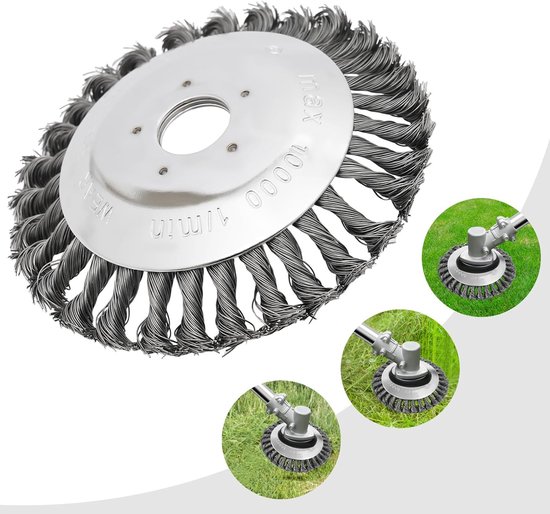 Staaldraad Borstelkop - Onkruidborstel Grastrimmer - Onkruid Verwijderen - Robuuste Mangaanstaal - 15 cm - Zilver — afbeelding 3