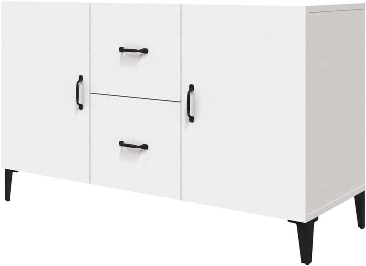 Dressoir Kast - Opbergkast Ladekast - Woonkamer Organisatie - Bewerkt Hout Materiaal - 100x36x60 cm - Wit