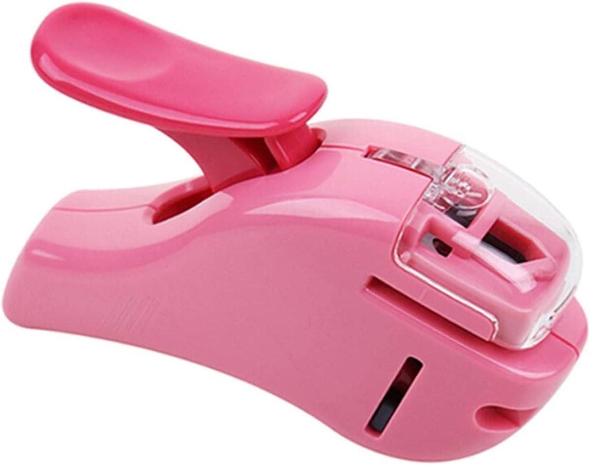 Nietmachine zonder nietjes - Milieuvriendelijke nietmachine - Papier binden - Veilig voor kinderen - 87x27x53mm - Roze
