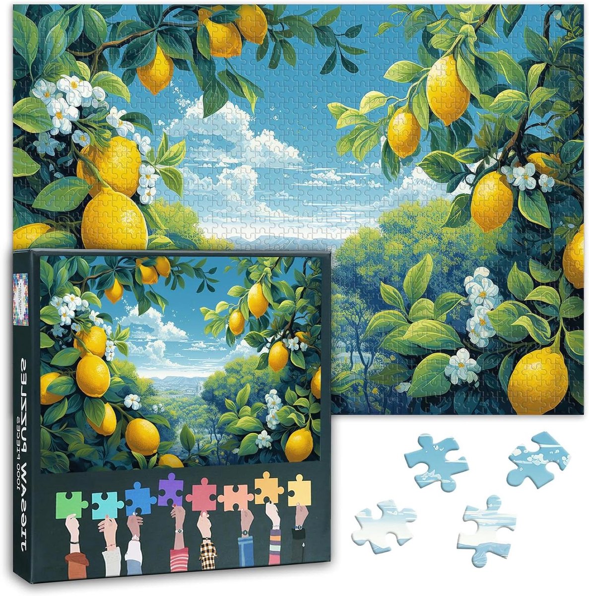 Puzzel met citroenen - Legpuzzel Jigsaw - Ontspanning thuis - 1000 stukjes - 70 x 50 cm - Geel