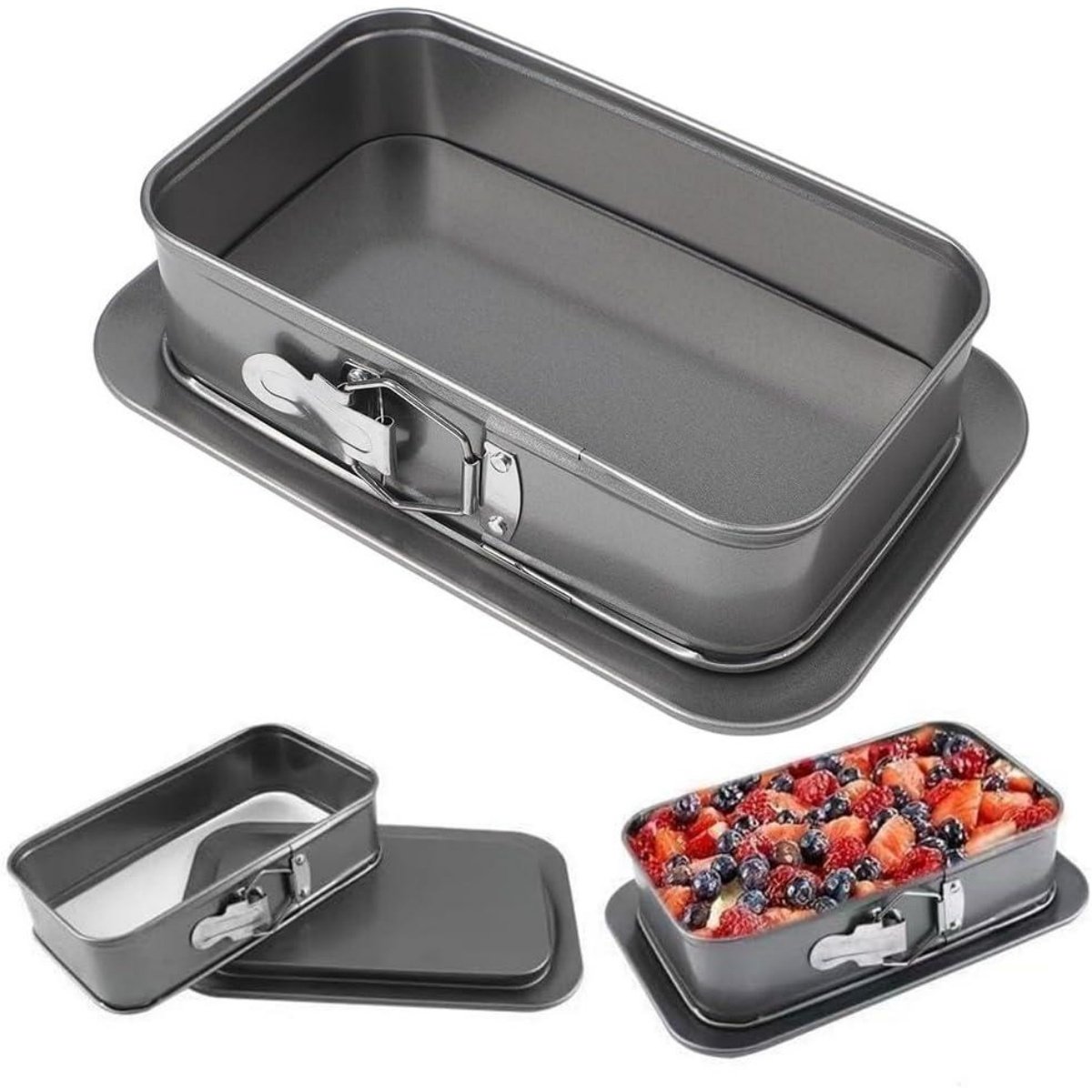 GELLDG Springvorm - Rechthoekige Cakevorm met Losse Bodem - 28x14,2x6,5cm - Anti-aanbaklaag - Geschikt voor Oven Magnetron en Vaatwasser - Van Duurzaam Koolstofstaal