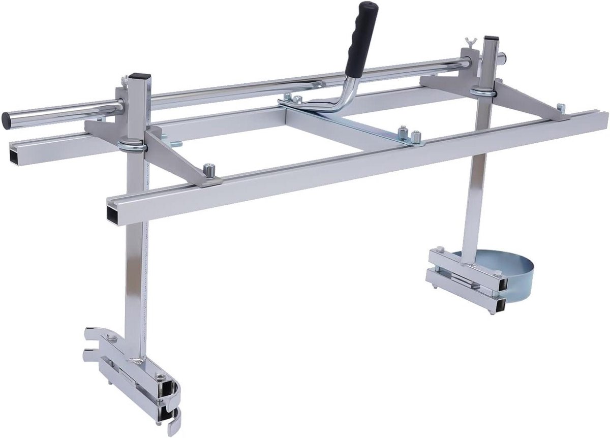 Kettingzaag Molen - Zaaghulp - Hout Zagen - Verstelbare Hoogte - 35-91 cm Rail - Zilver