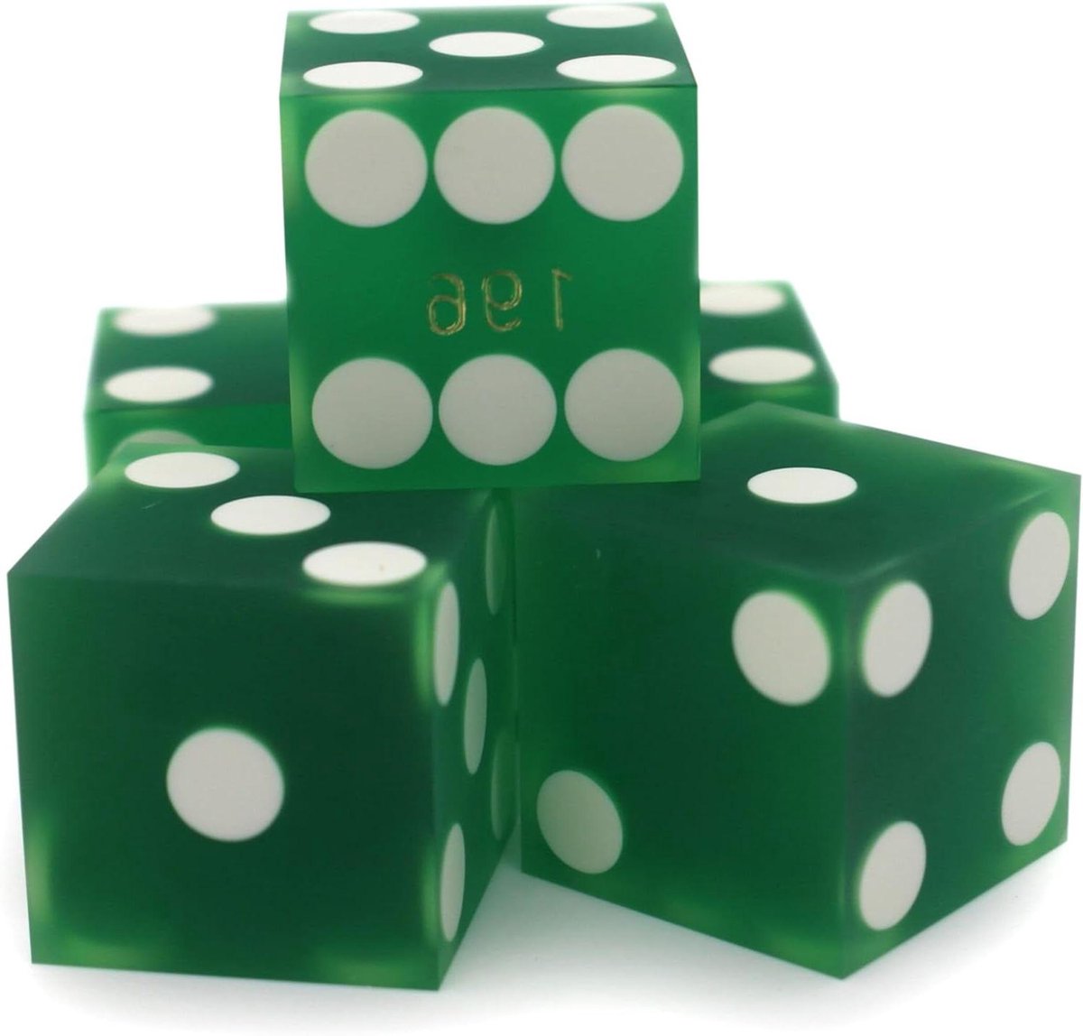 Dobbelstenen Set - Casino Dobbelstenen - Spelplezier Vergroten - Gegraveerde Serienummers - 19mm - Zandgroen